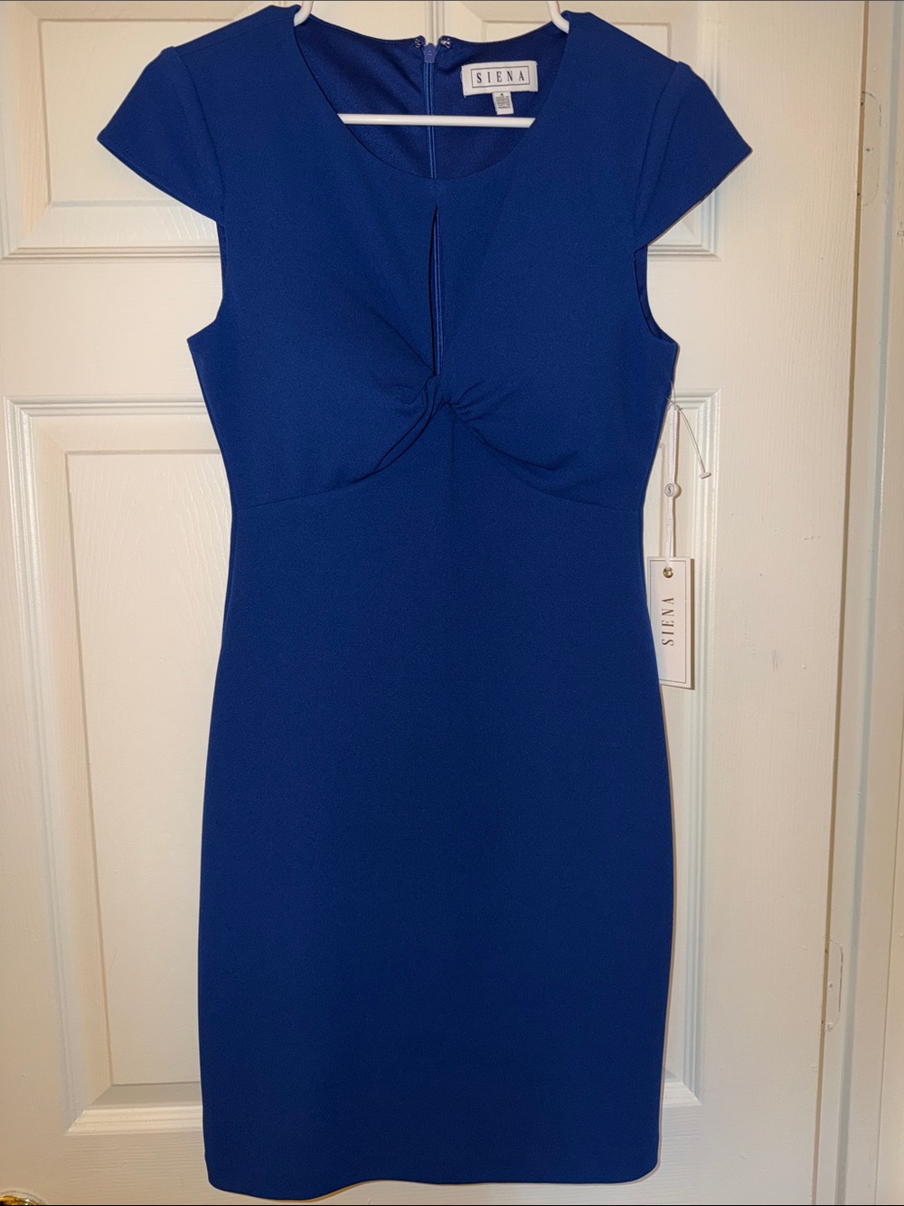 Siena Studio Royal Blue Cap-Sleeve Twist Front Midi Dress